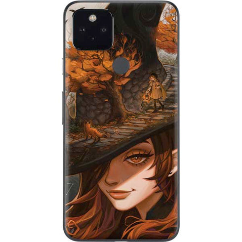 Halloween Pumpkin Witch with Fox by Ivy Dolamore Google Pixel 4a 5G Skin